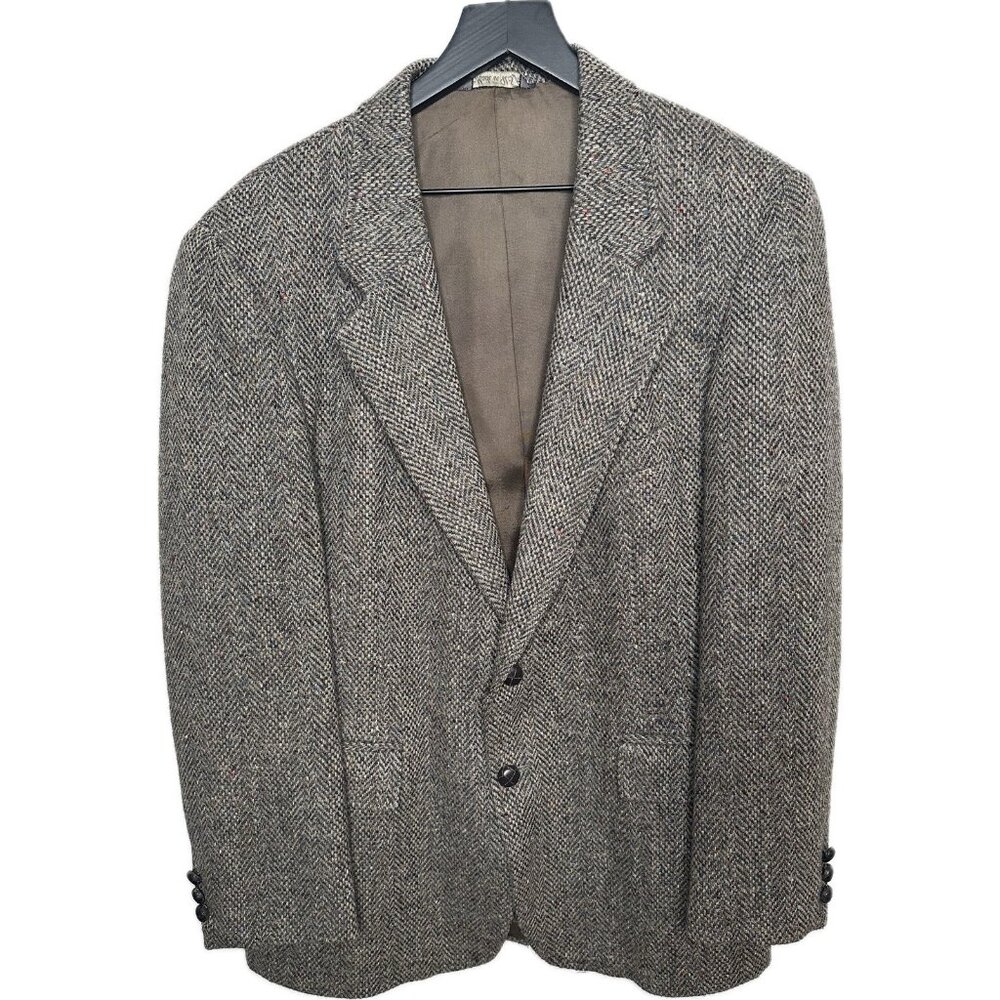 VINTAGE Levis Sport Coat Men 42R Brown Blazer Wool Herringbone Western USA